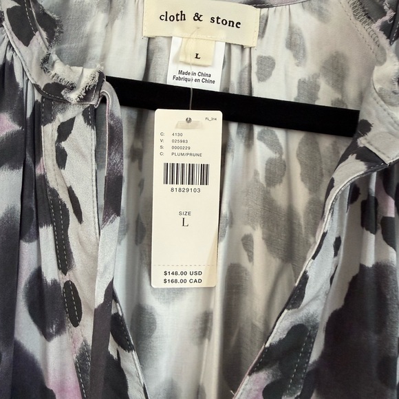 cloth & stone Gray, Black & Lavender Leopard Print Wrap Dress - Picture 3 of 7